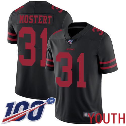 San Francisco 49ers Limited Black Youth Raheem Mostert Alternate NFL Jersey #31 100th->youth nfl jersey->Youth Jersey